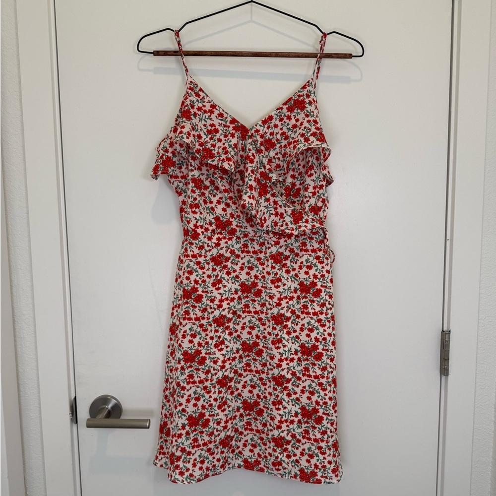 Dress Forum Los Angeles Boutique Red and White Floral Ruffle Mini Dress